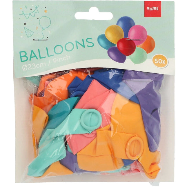 Ballonnen Gekleurd 23cm 50st van Folat koop je bij Partywinkel