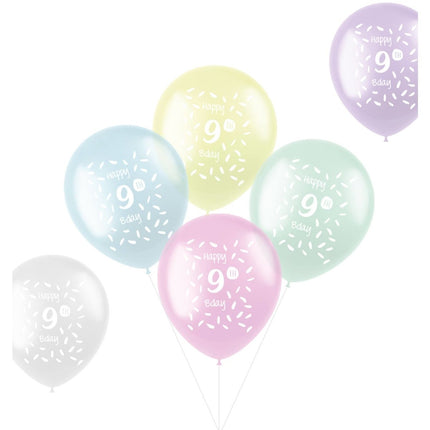 Ballonnen Happy 9Th Bday 33cm 6st van Folat koop je bij Partywinkel