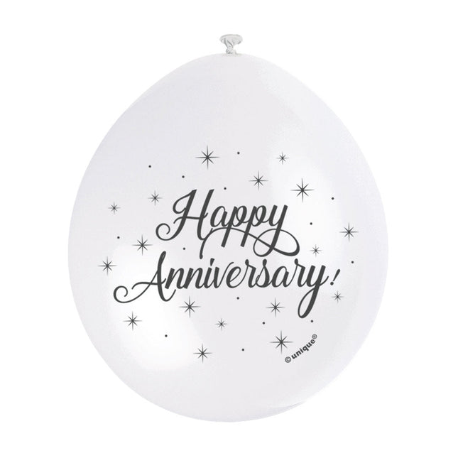 Ballonnen Happy Anniversary 28cm 10st van Unique koop je bij Partywinkel