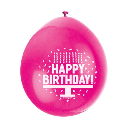 Ballonnen Happy Birthday 28cm 10st van Unique koop je bij Partywinkel