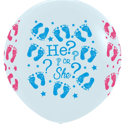 Ballonnen He Or She White 91cm 2st van Sempertex koop je bij Partywinkel
