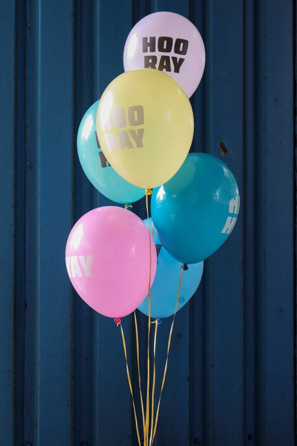Ballonnen Hip Hip Hooray 33cm 6st van Folat koop je bij Partywinkel