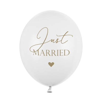 Ballonnen Just Married 30cm 6st van Partydeco koop je bij Partywinkel