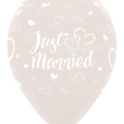 Ballonnen Just Married Hearts Crystal Clear 30cm 25st van Sempertex koop je bij Partywinkel