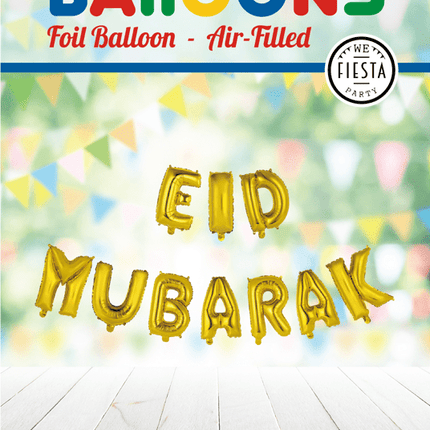 Ballonnen Letter Eid Mubarak Goud Leeg 41cm van WeFiesta koop je bij Partywinkel