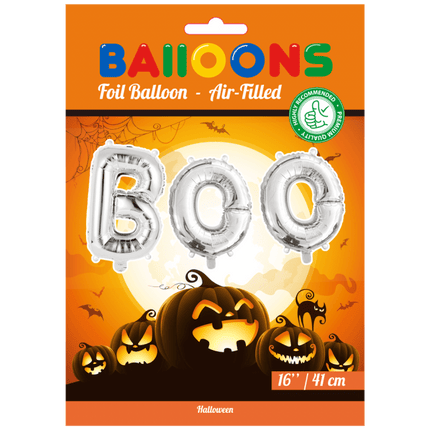 Ballonnen Letter Set Boo Zilver 41cm van WeFiesta koop je bij Partywinkel