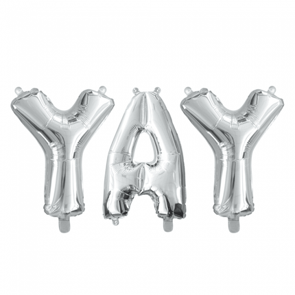 Ballonnen Letter Set Yay Zilver 41cm van WeFiesta koop je bij Partywinkel