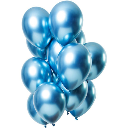 Ballonnen Mirror Effect Blauw 33cm - 12 stuks van Folat koop je bij Partywinkel