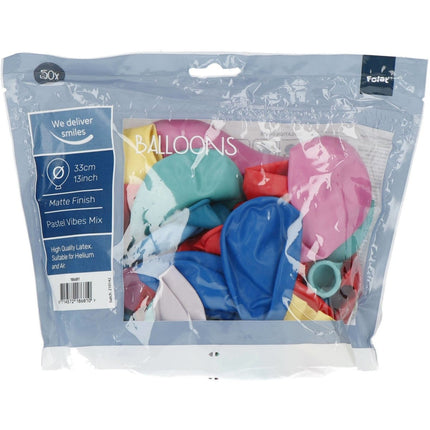 Ballonnen Pastel Gekleurd 33cm 50st van Folat koop je bij Partywinkel