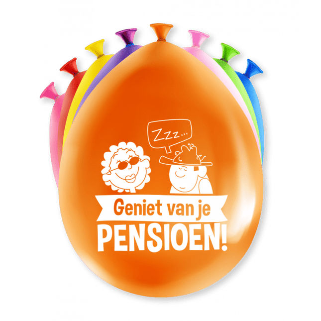 Ballonnen Pensioen Gekleurd 30cm 8st van Paper Dreams koop je bij Partywinkel