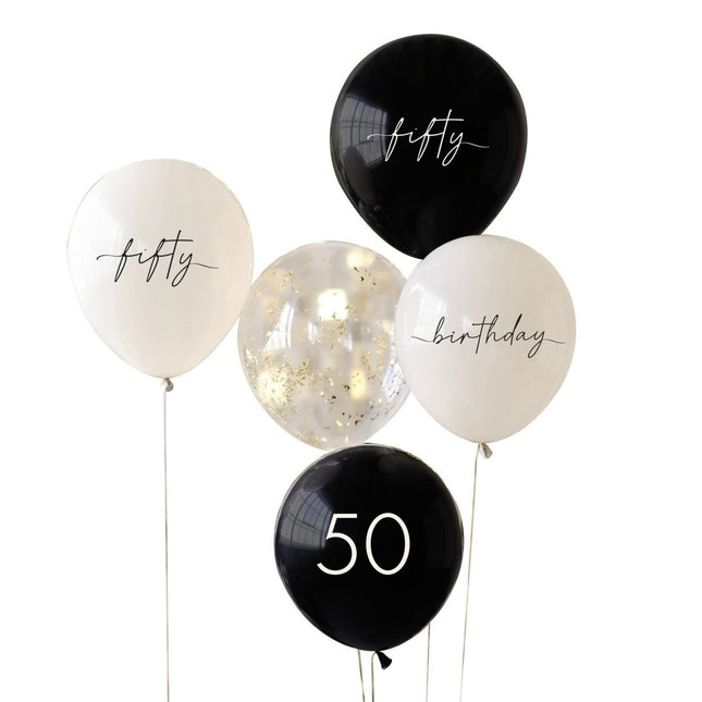 Ballonnen Set 50 Jaar 30cm 5st van Ginger Ray koop je bij Partywinkel