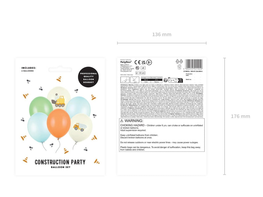 Ballonnen Set Bouwvoertuigen 30cm 6st van Partydeco koop je bij Partywinkel