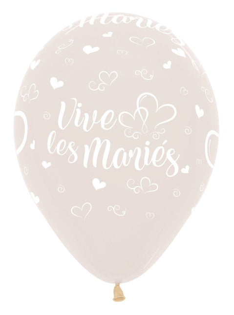 Ballonnen Vive Les Maries Hearts Crystal Clear 30cm 25st van Sempertex koop je bij Partywinkel