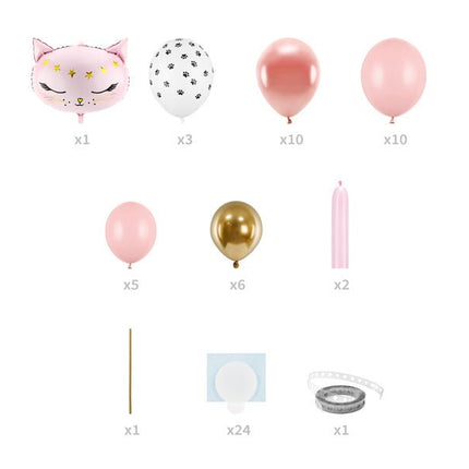 Ballonnenpilaar Kat Roze 1,4m van Partydeco koop je bij Partywinkel