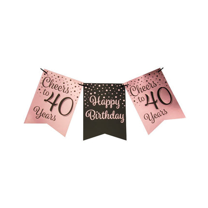 Banner 40 Jaar Roze Zwart 6m van Paper Dreams koop je bij Partywinkel