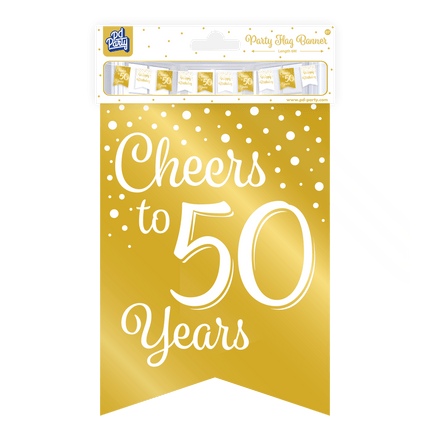 Banner 50 Jaar Goud Wit 6m van Paper Dreams koop je bij Partywinkel