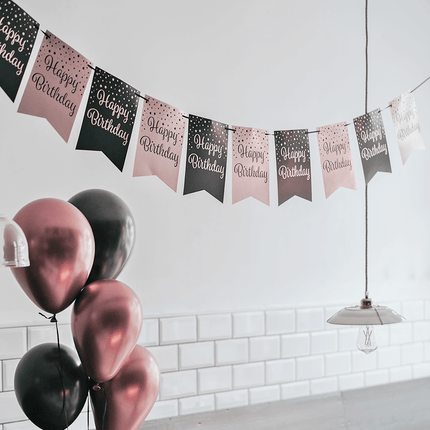 Banner 50 Jaar Roze Zwart 6m van Paper Dreams koop je bij Partywinkel
