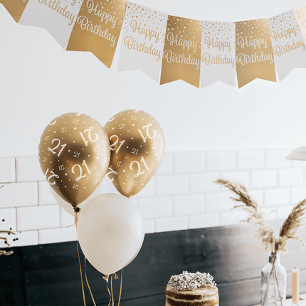 Banner 60 Jaar Goud Wit 6m van Paper Dreams koop je bij Partywinkel