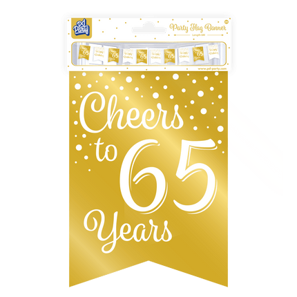 Banner 65 Jaar Goud Wit 6m van Paper Dreams koop je bij Partywinkel