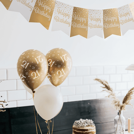 Banner 70 Jaar Goud Wit 6m van Paper Dreams koop je bij Partywinkel