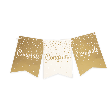 Banner Congrats Goud Wit 6m van Paper Dreams koop je bij Partywinkel