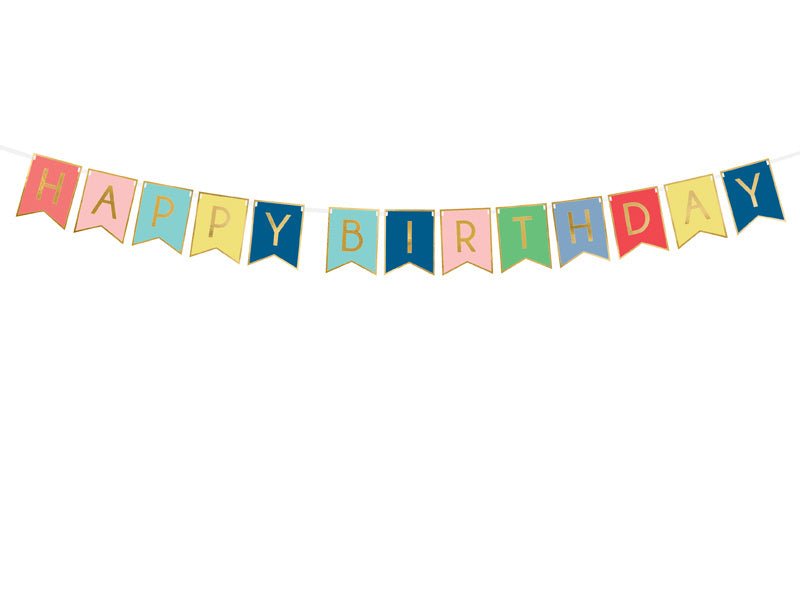 Banner Happy Birthday Gekleurd 1,75m van Partydeco koop je bij Partywinkel