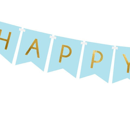 Banner Happy Birthday Lichtblauw 1,75m van Partydeco koop je bij Partywinkel
