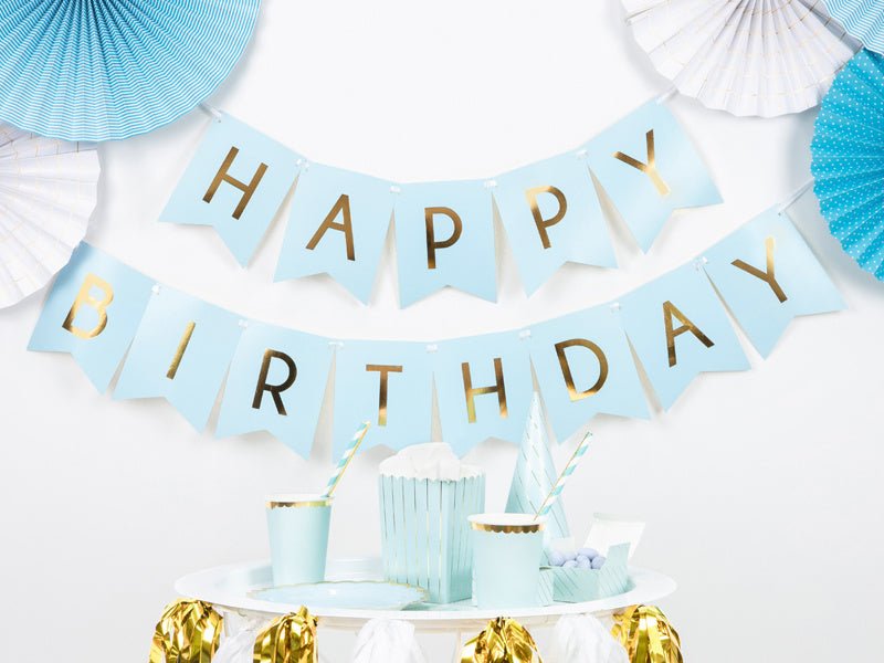 Banner Happy Birthday Lichtblauw 1,75m van Partydeco koop je bij Partywinkel