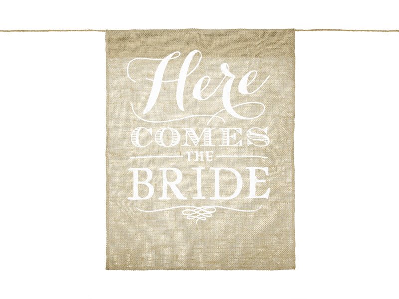 Banner Here Comes The Bride 51cm van Partydeco koop je bij Partywinkel