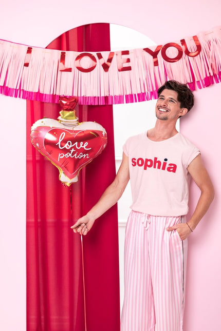 Rood Roze Banner I Love You 1,5m van Partydeco koop je bij Partywinkel