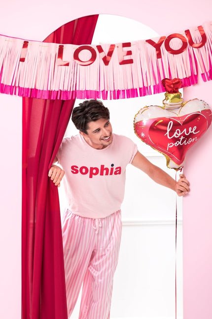 Rood Roze Banner I Love You 1,5m van Partydeco koop je bij Partywinkel