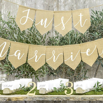 Banner Just Married 1,85m van Partydeco koop je bij Partywinkel