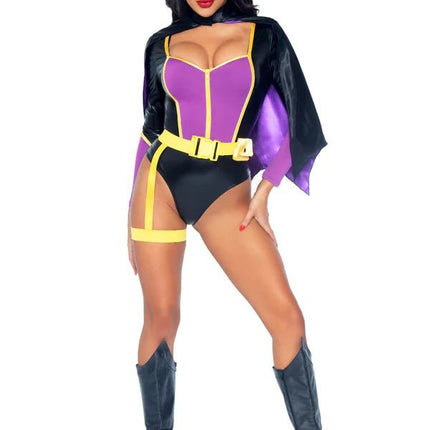 Batgirl Kostuum Zwart Paars Dames Bodysuit Leg Avenue van Leg Avenue koop je bij Partywinkel