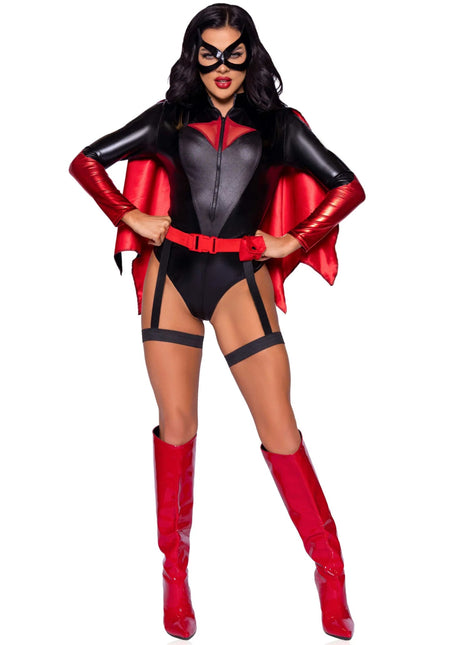 Batgirl Kostuum Zwart Rood Dames Bodysuit Leg Avenue van Leg Avenue koop je bij Partywinkel