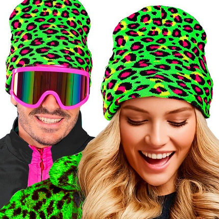 Beanie Luipaard Neon Groen van Widmann koop je bij Partywinkel
