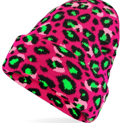 Beanie Luipaard Neon Roze van Widmann koop je bij Partywinkel