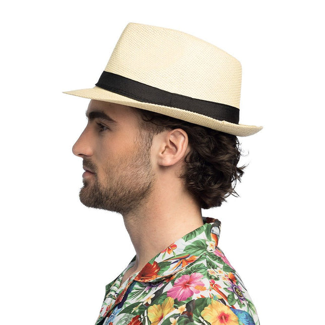 Beige Hoed Zwarte Band van Boland koop je bij Partywinkel