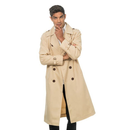 Beige Trenchcoat Detective Heren van CHAKS koop je bij Partywinkel