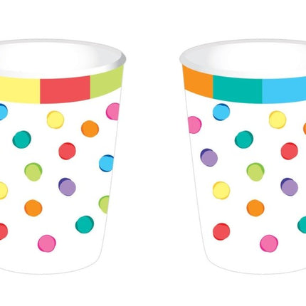 Bekers Confetti Gekleurd 250ml 8st van Haza Witbaard koop je bij Partywinkel