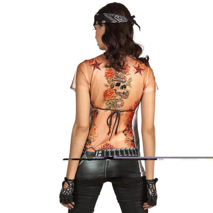 Biker Girl Fotorealistisch Shirt Dames van Boland koop je bij Partywinkel