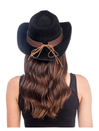 Svart cowboyhatt med tjurhuvud, one size
