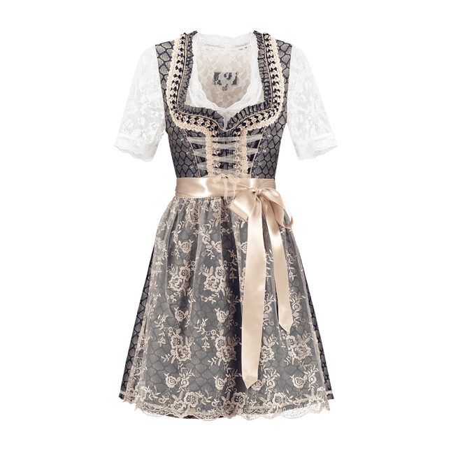 Blauw Wit Creme Dirndl Jurk Oktoberfest Dames 2 Delig van Haus Huberts koop je bij Partywinkel