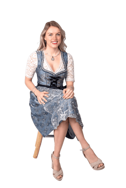 Blauw Zilveren Dirndl Jurk Oktoberfest Dames 2 Delig van Haus Huberts koop je bij Partywinkel