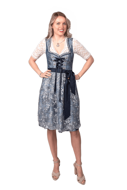 Blauw Zilveren Dirndl Jurk Oktoberfest Dames 2 Delig van Haus Huberts koop je bij Partywinkel