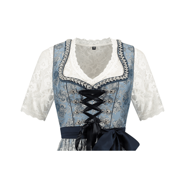 Blauw Zilveren Dirndl Jurk Oktoberfest Dames 2 Delig van Haus Huberts koop je bij Partywinkel
