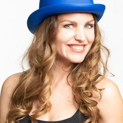 Blauwe Bolhoed Satijn van Partychimp koop je bij Partywinkel