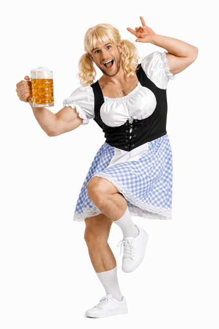 Blauwe Dirndl Jurk Oktoberfest Heren van Partychimp koop je bij Partywinkel