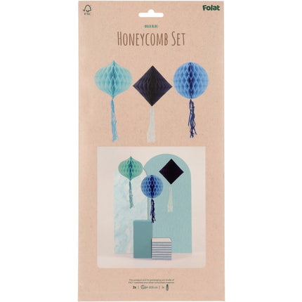 Blauwe Honeycombs 30cm 3st van Folat koop je bij Partywinkel