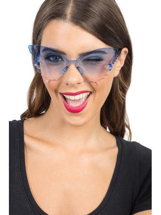 Blauwe Vlinderbril 15cm van CHAKS koop je bij Partywinkel