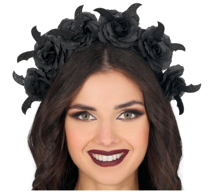 Bloemen Haarband Zwart van Fiestas Guirca koop je bij Partywinkel
